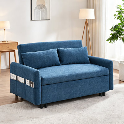 55.1" Pull Out Sleep Sofa Bed Loveseats Sofa Couch with Adjsutable Backrest Sofa Sleeper