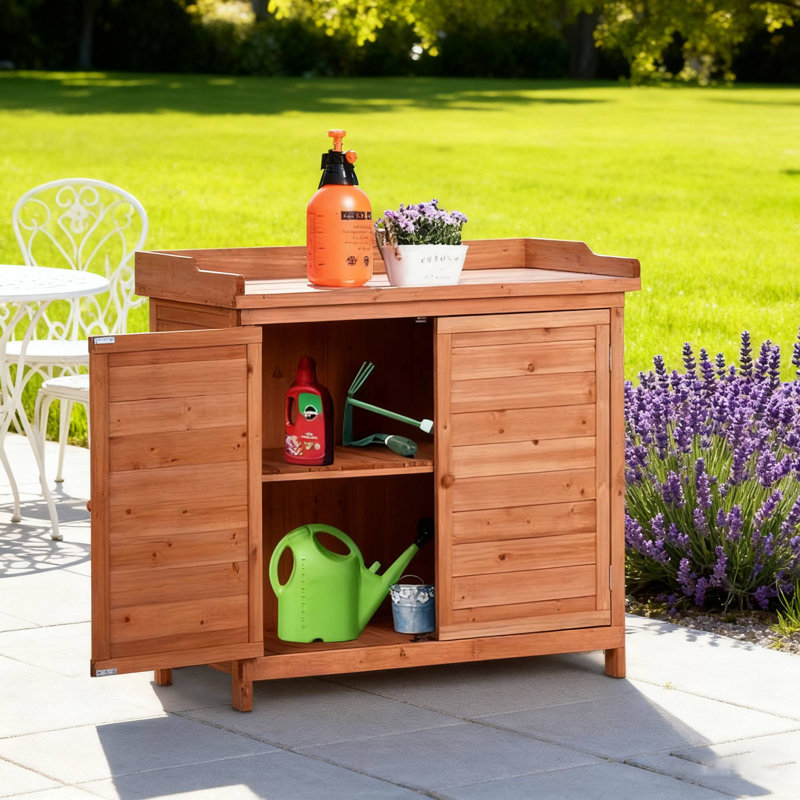 Banc de rempotage d'extérieur 39 po (orange) parfait pour l'entretien des plantes de patio et les postes de travail de jardin