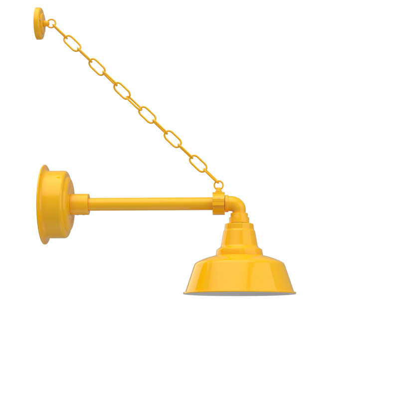 Luminaire de grange d'extérieur à DEL Vandervliet, H 10 po x l 10 po x P 22 po, Jaune