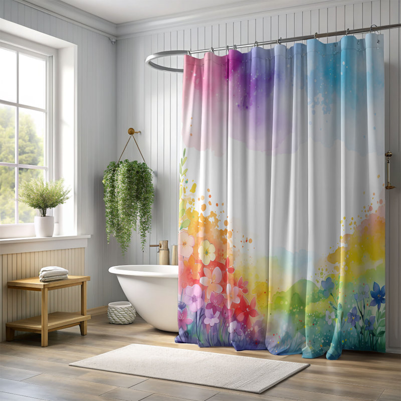 Rideau de douche standard 1 pièce Painted Hills, H 74 po x l 71 po