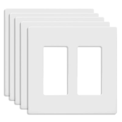 Enerlites Screwless Decorator/GFCI Two-Gang Wall Plate - White