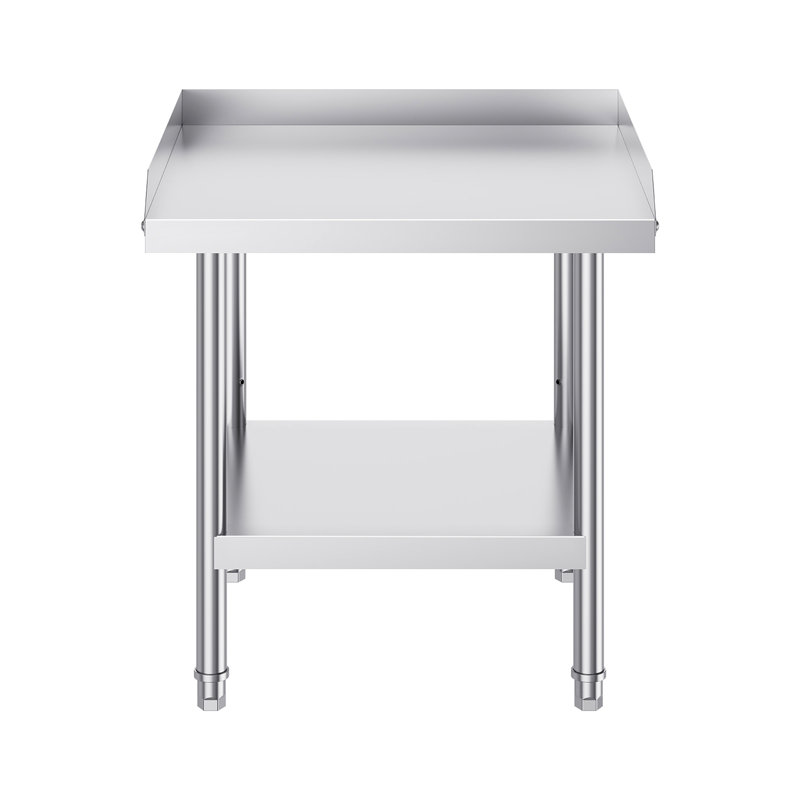 Table de travail 24 x 26 pouces en acier inoxydable de haute qualité avec dosseret à 3 côtés, hauteur réglable et tablettes pour la cuisine à domicile 24 x 24 x 26