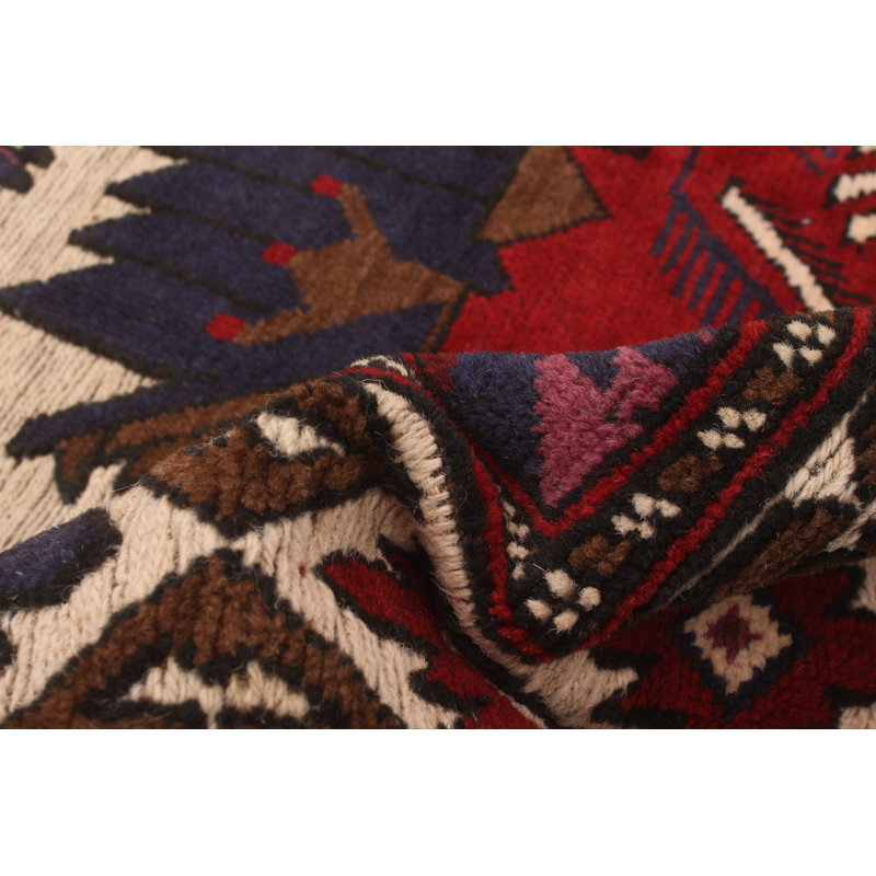 Tapis tadjik crème, rouge 4 pi 4 po x 6 pi 3 po