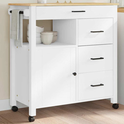 Atley Rolling Kitchen Cart with Solid Wood Top