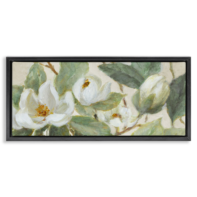 Cadre flottant délicat Magnolia Dreaming, design par Lanie Loreth, H 11 po x l 25 po, Cadre flottant noir de jais