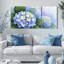 «Blue Hydrangea», reproduction d'art sur toile tendue sur toile, ensemble de 3-54677121
