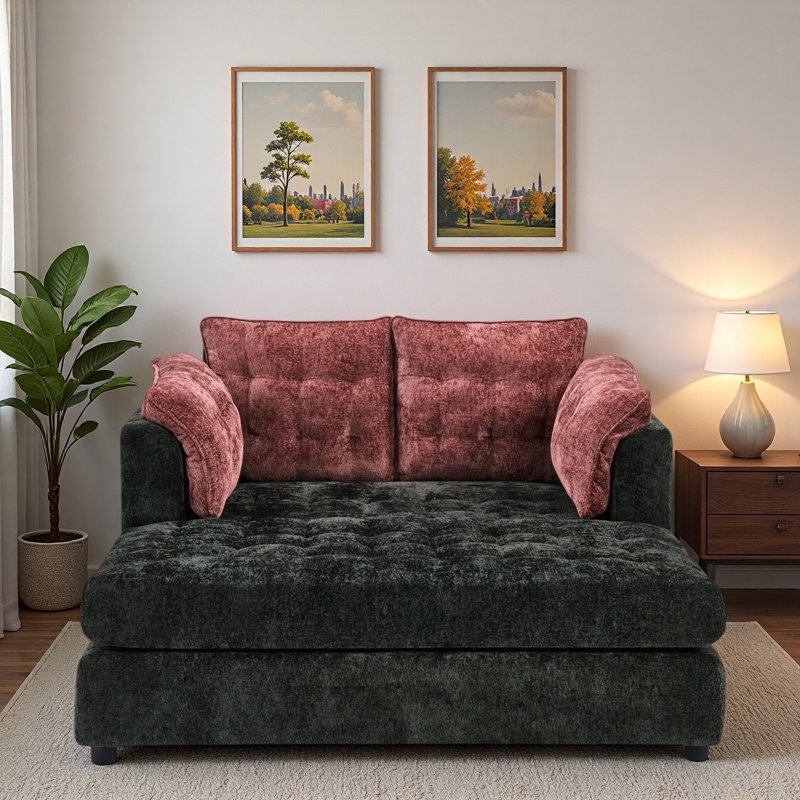 Chaise longue moderne avec accoudoirs moelleux, assise profonde capitonnée et dossier confortable., Noir, rouge