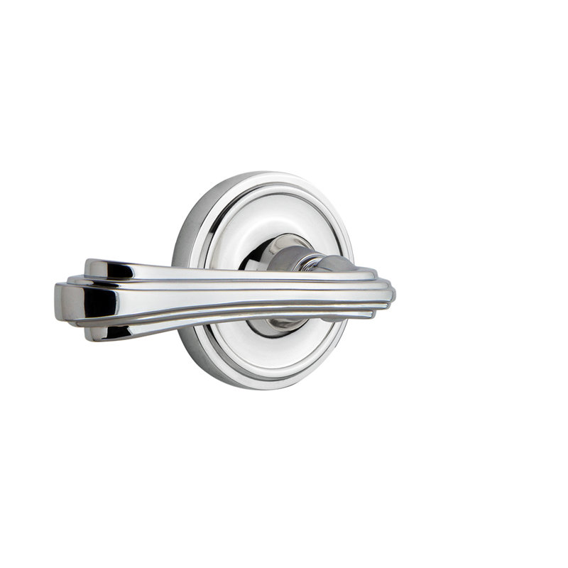 Classic Rosette Double Dummy with Fleur Lever, Bright Chrome