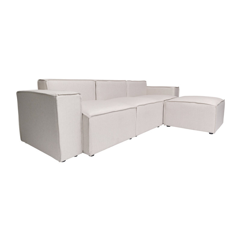 Canapé modulaire avec repose-pieds 4 pièces Bridgetown, Mélange de polyester crème