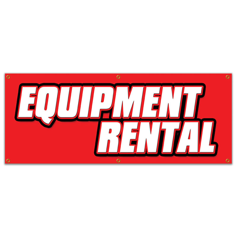 Enseigne de banderole de location d'équipement, H 24 po x l 72 po x P 0,1 po