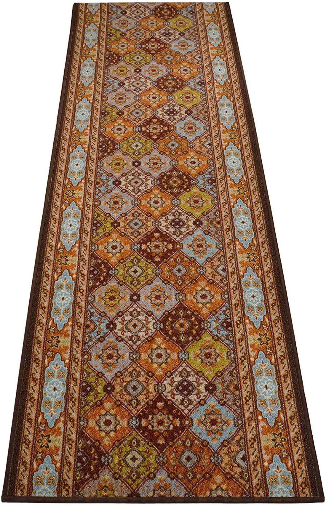 Non-Skid Slip Rubber Back Traditional Persian Brown Mutli Color Indoor 