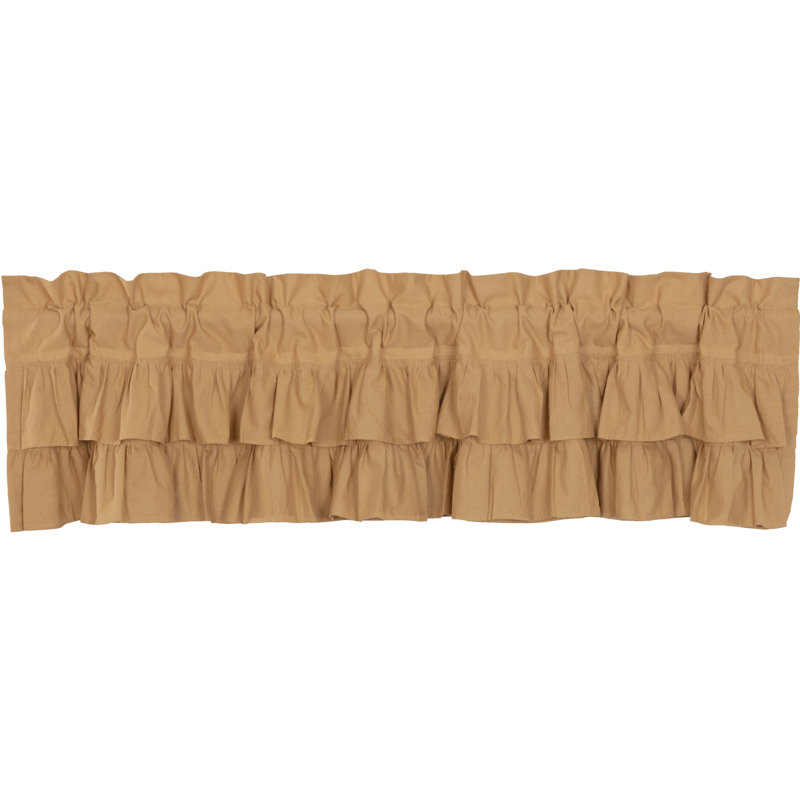 Cantonnière à volants en mélange de coton de couleur unie Sickels, L 72 po x L 16 po, Kaki