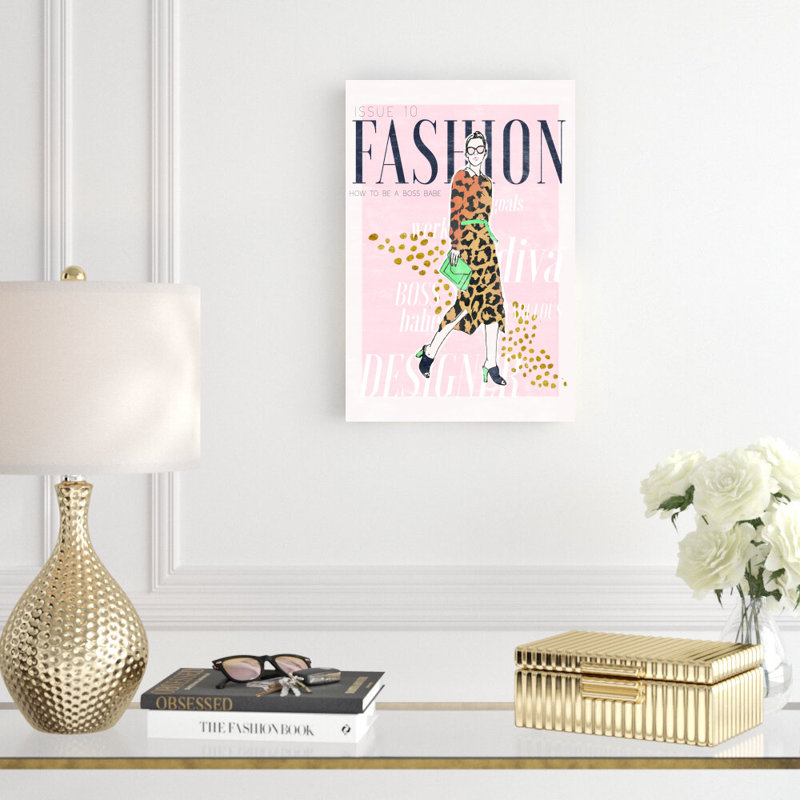 Couverture de magazine de mode - peinture sur toile tendue, H 18 po x l 12 po