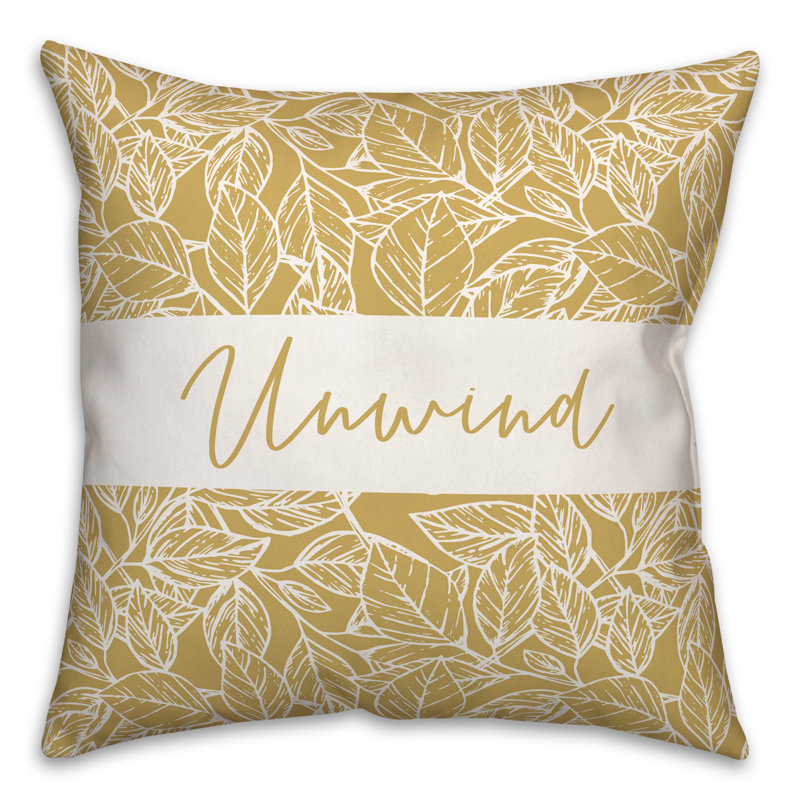 Housse de coussin d'extérieur carré Unwind Leaves 2, 18 po x 18 po, Jaune