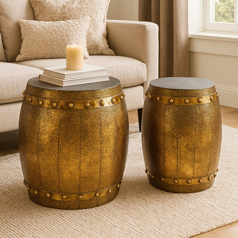 Szeto Metal Accent Stool, Gold