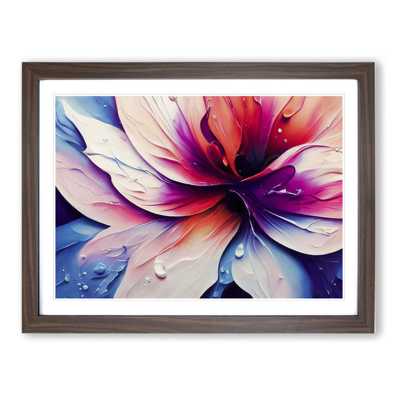 Colourful Floral Art Vol.4 Abstract - Single Picture Frame Print, Walnut Framed, 25cm H x 34cm W x 2cm D