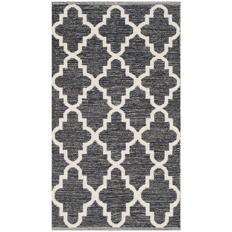 Tapis géométrique en coton tissé à la main Lockbourne, Rectangle 2 pi 3 po x 3 pi 9 po