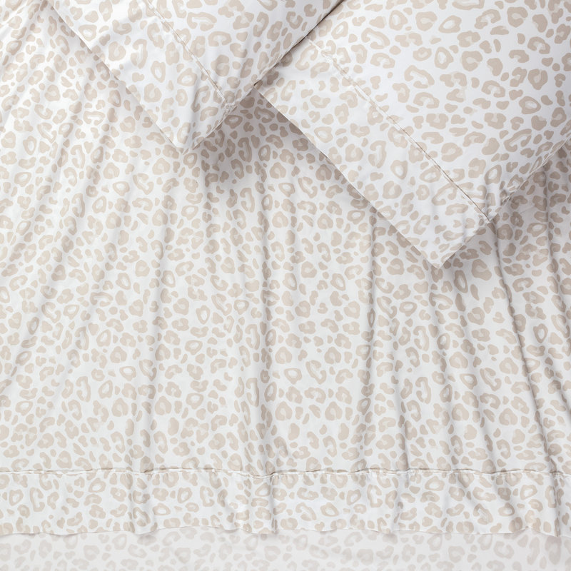 Leopard Ultra Soft Leopard Print Microfiber Percale Sheet Set, King Sheet Set with Fitted Sheet and 2 Pillowcases