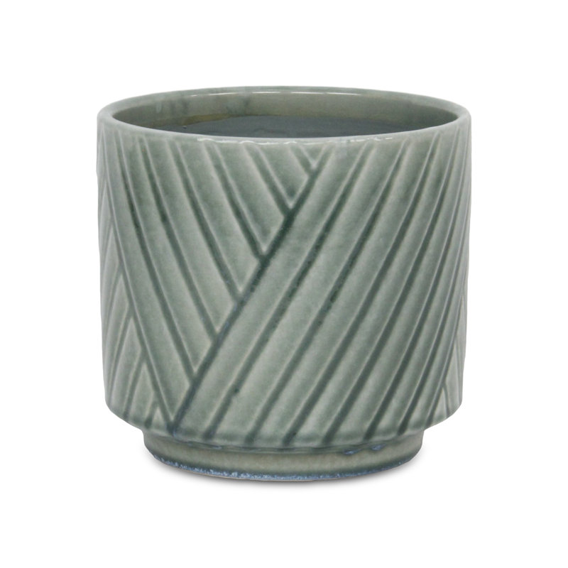 Pot de fleurs en céramique fabriqué à la main Kettering, H 6,5 po x l 7 po x P 7 po, Vert