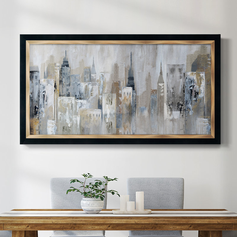Bay City Reflection - Cadre photo unique, impression sur toile, H 29 po x l 53 po x P 1 po