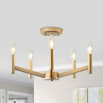 5-light Candle-style Semi Flush Mount Ceiling Light