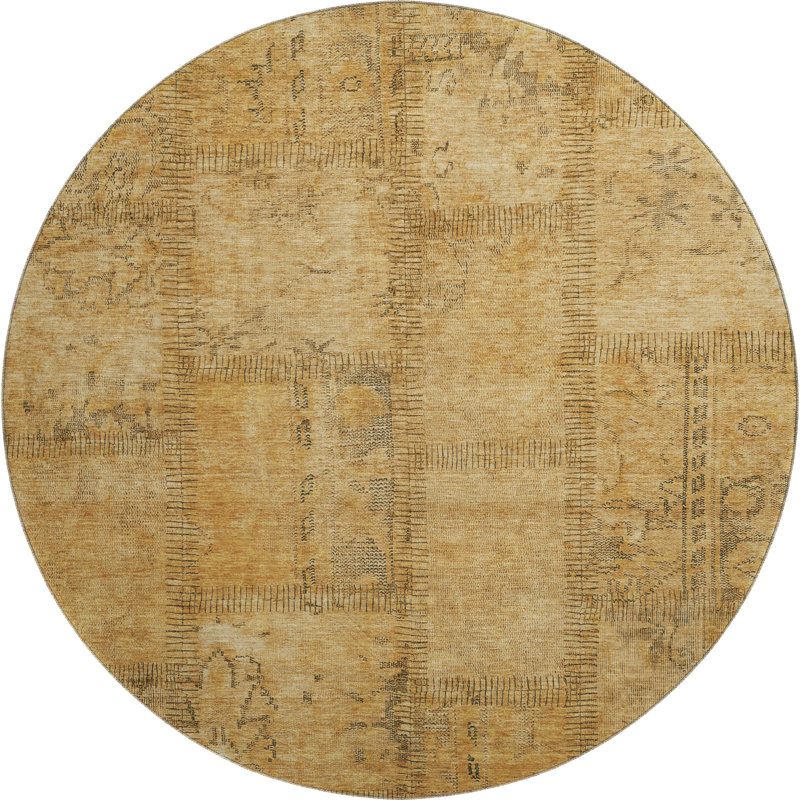 Tapis en cuivre Prisco lavable à la machine de qualité supérieure, Rond 8 pi