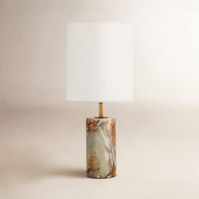 Jade and Brass Mini Cylinder Lamp