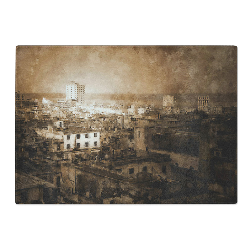 Cuba Skyline Painting Chopping Board, 20cm W x 28.5cm L