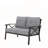 Stylish All-Weather 48-Inch Metal Loveseat with Plush Gray Cushions and Durable Black Frame