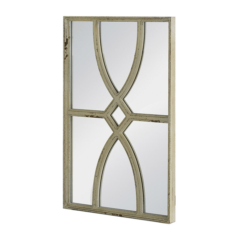 Miroirs muraux rectangulaires en bois 16 "x 23" avec cadre patiné, Blanc, Verticale