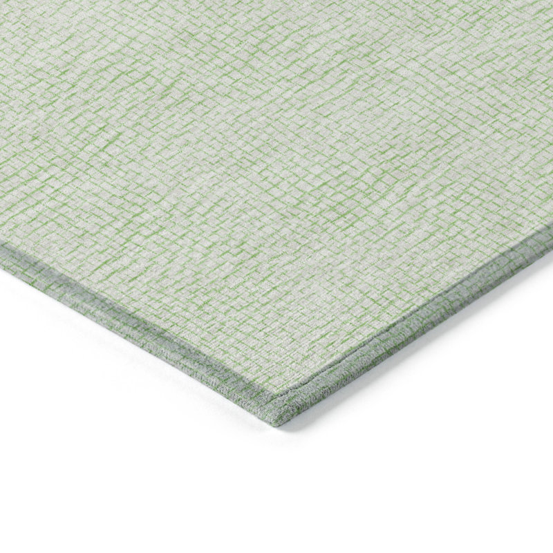Mint Geometric Pattern Washable Synthetic Runner Rug
