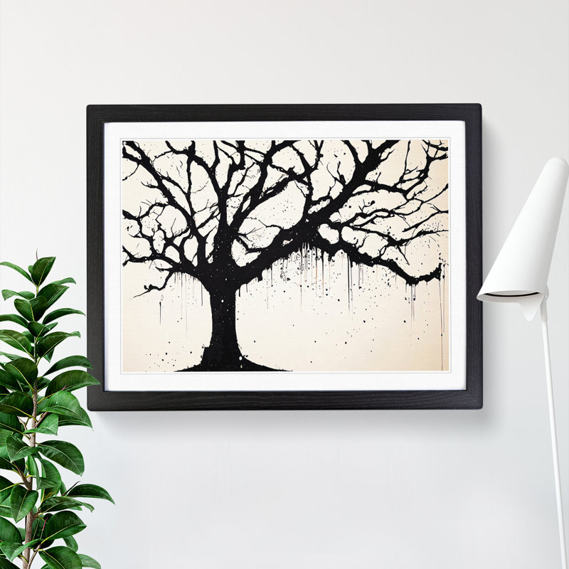 Ethereal Tree Abstract - Framed Print, Black, 25cm H x 34cm W x 2cm D