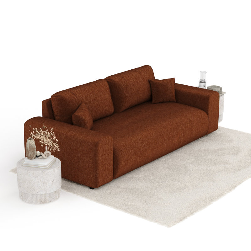 Three-seater square arm sofa, Copper Chenille