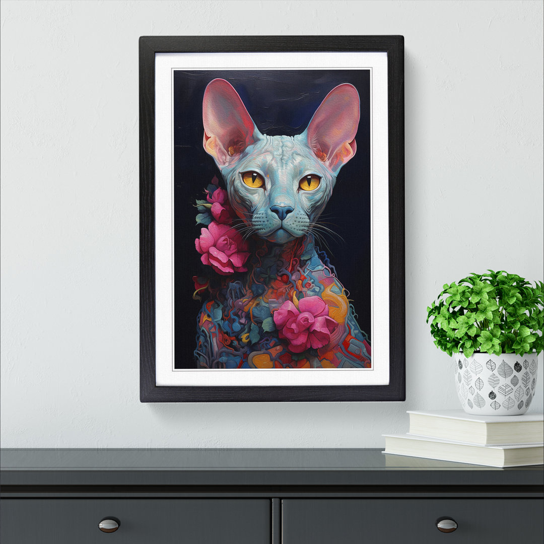 Sphynx Cat Contemporary - Framed Print