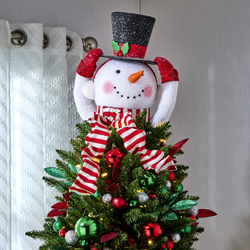 14" Felt Snowman With Hat Tree Topper