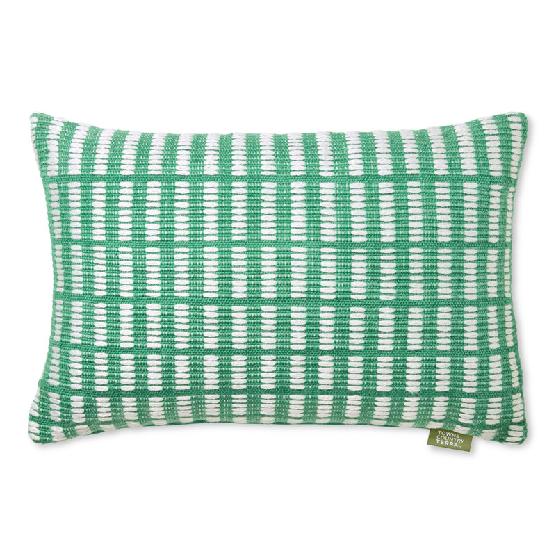 TOWN & COUNTRY TERRA Alara Indoor Outdoor Decorative Pillow , Green/Ivory Geometric, Square 20"H x 20"W