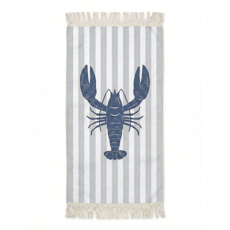 Serviette en coton bleu Lobster Point, Bleu