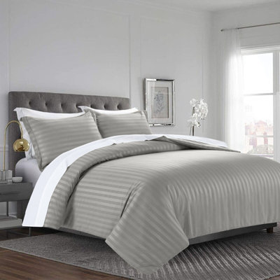Imperial Homeware London Microfiber Striped Duvet Cover Set with Pillowcases Included