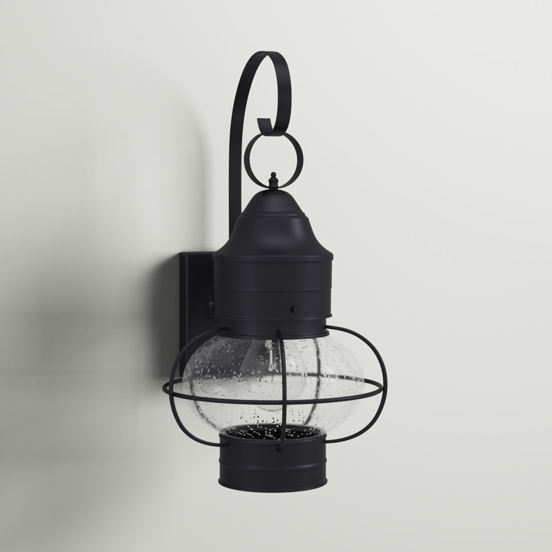  Cioffi Lantern shape Black Metal Wall Light, 17.51" H x 9" W x 10.72" D, Matte Black