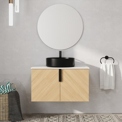 Meuble-lavabo mural simple 30 po avec lavabo en céramique