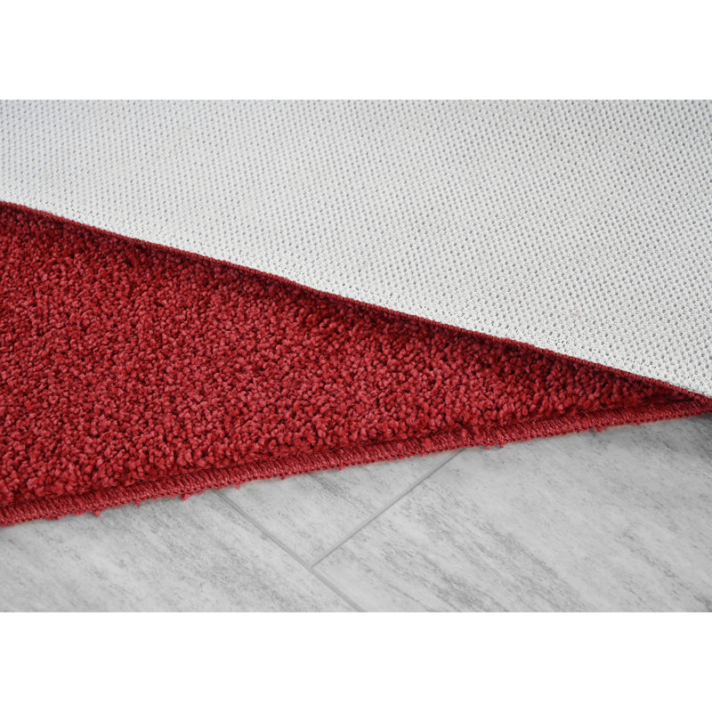 Ensemble de tapis de bain en nylon 3 pièces avec envers antidérapant Felia, Rouge