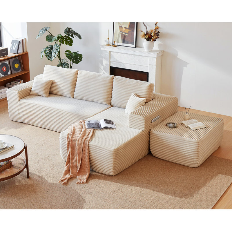 Canapé modulaire avec poches latérales, Beige