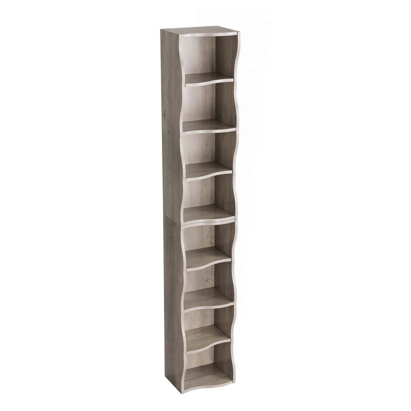8-Layer Adjustable Shelf Ultra-Thin Bookshelf With A Wavy Border Design,Display And Multi-Functional Bookshelves In Home Offices
