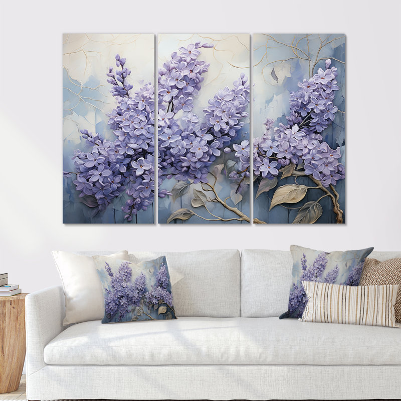 Mauve et doré pastel Lilac Dreams IV - Lilas, H 28 po x l 36 po x P 1 po, Toile tendue