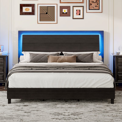 Tête de lit double avec lumières DEL Carnbrock, 47 po, noir