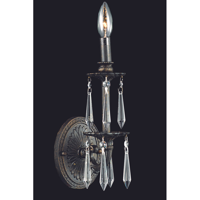 Applique murale 1 lumière avec cristal de taille royale Marseille, Bronze foncé