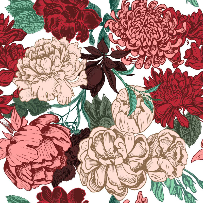 Peel & Stick Floral Wall Mural, 100" W x 8.33" L