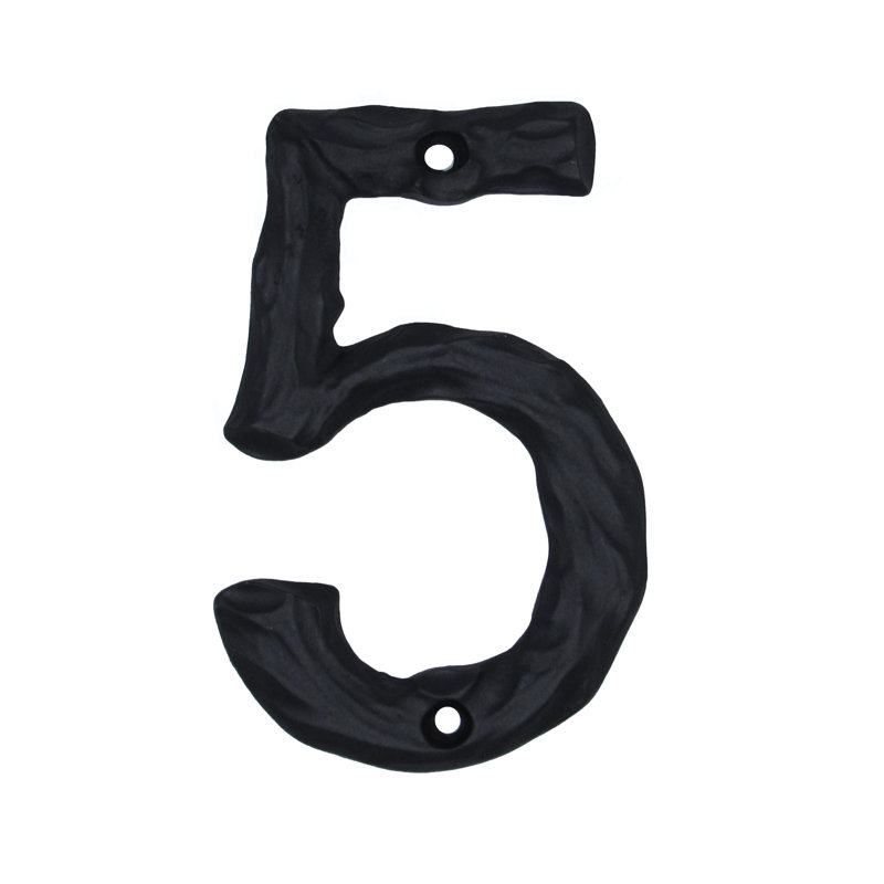 Numéro de maison de 4 po, 5, Noir mat