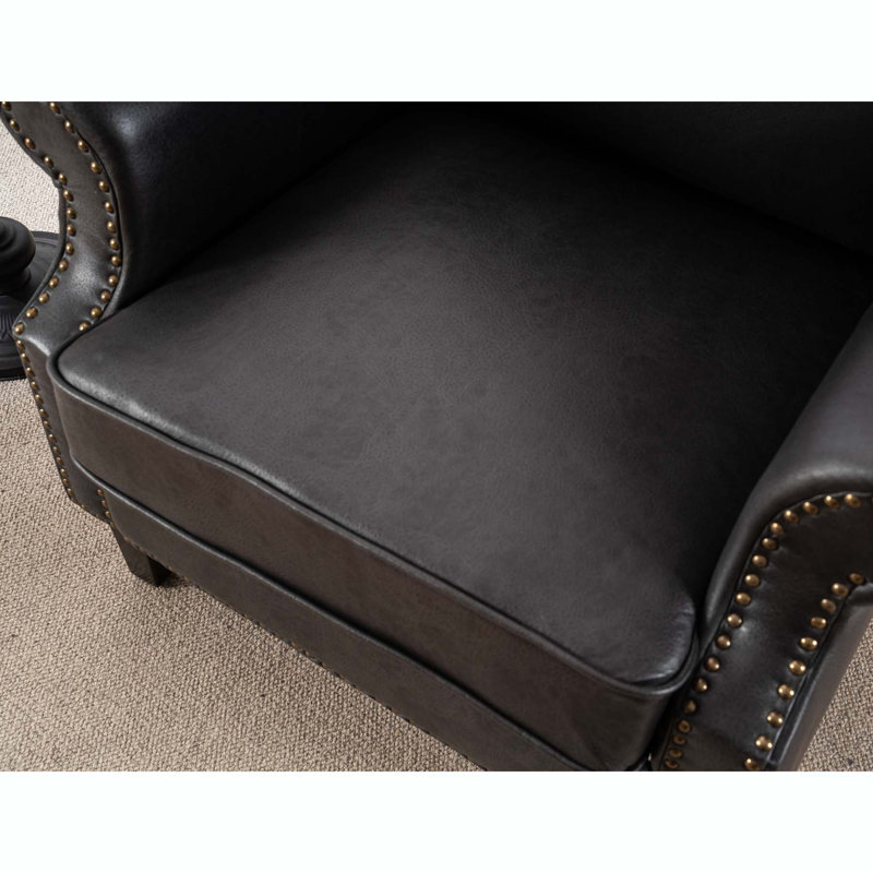 Fauteuil club de 34,64 po de largeur, Similicuir brun foncé