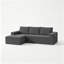 Canapé modulaire en forme de L en flanelle désossée avec siège profond, choix de méridienne orientée vers la gauche, double poches latérales, aucun assemblage requis-132440247-132440251-132440253